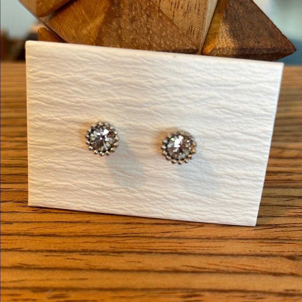 Dainty Sparkly Silver Stud Earrings